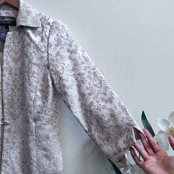 Jessica Howard Formal 2 PC Cream Color Jacket Beaded and Dress Set Sequins Sz 6P - Picture 6 of 8